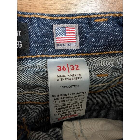 Ariat Work Flame Resistant Jeans Men 36/32 Blue Denim Cotton M5 Straight Leg NWT - Picture 4 of 5